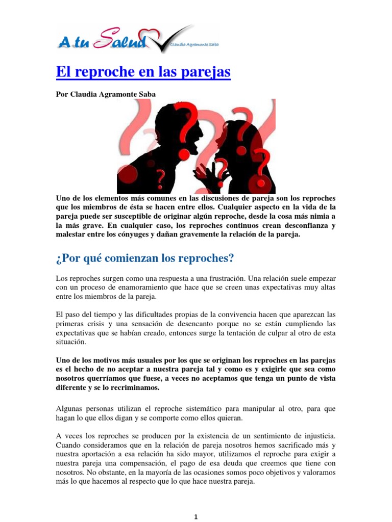 El Reproche en Las Parejas | PDF | Infidelidad | Sicología