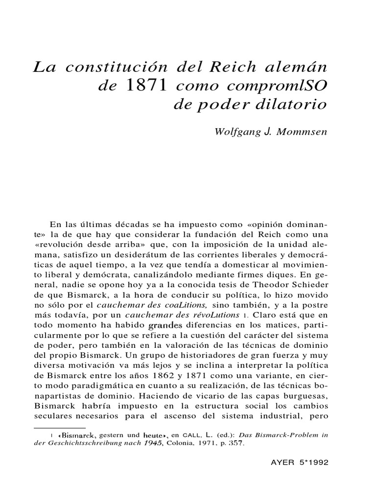La Constitucion Alemana PDF Otto Von Bismarck imperio Alemán