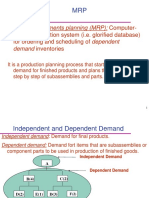 MRP: Computer-based production planning process for ordering dependent demand inventories