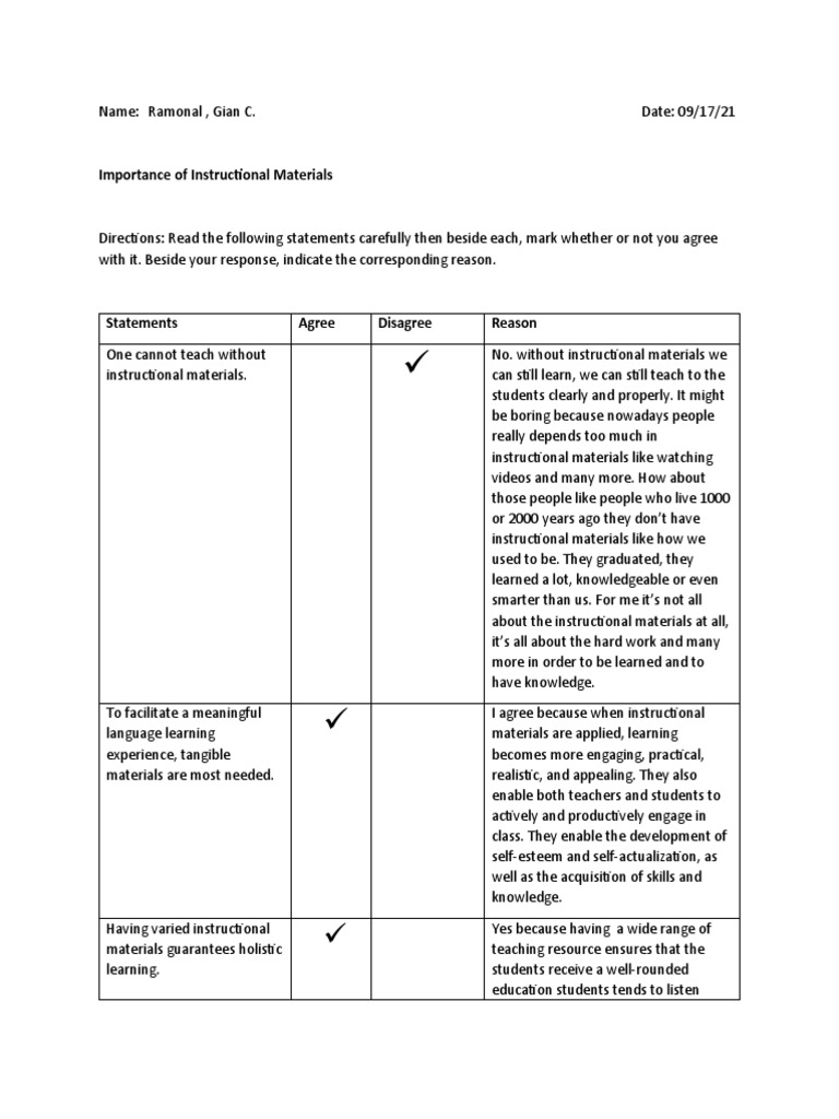 Importance of Instructional Materials | PDF | Learning | Communication