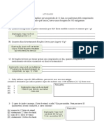 Cálculos matemáticos para atividades de tratamento médico, serviço de suco, consumo de combustível e planejamento esportivo