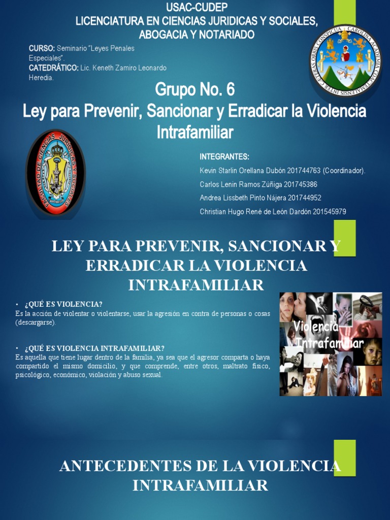 Ley para Prevenir, Sancionar y Erradicar La Violencia Intrafamiliar ...