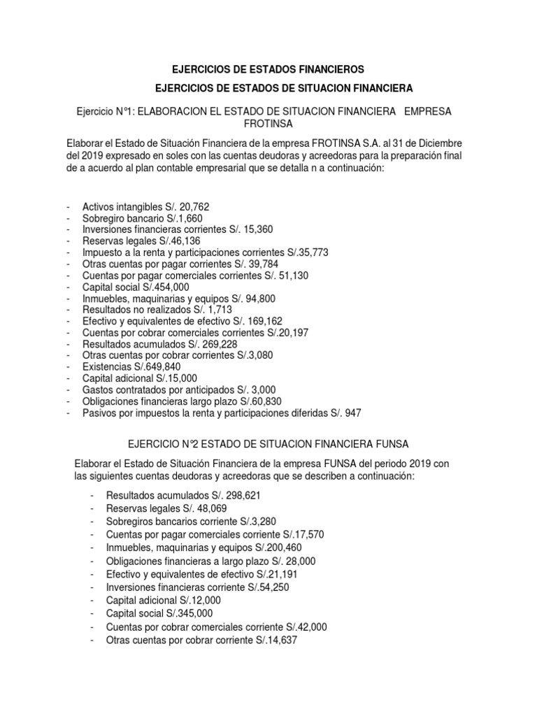 S05.s1 - EJERCICIOS DE ESTADOS FINANCIEROS | PDF | Estado de resultados ...