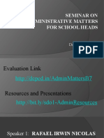 Seminar on Administrative Matters for School Heads