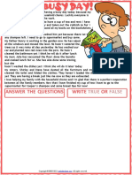 Present Perfect Tense What A Busy Day Esl Reading Comprehension Worksheet