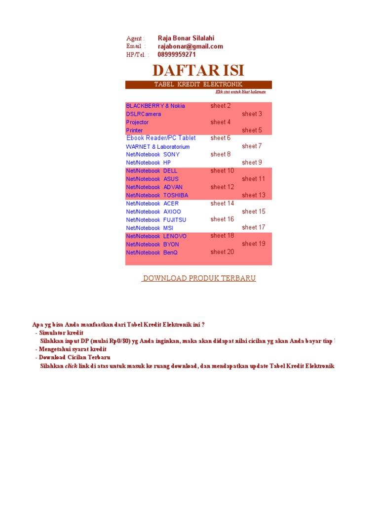 Tabel Kredit ADIRA Laptop Video Game Platforms