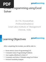 Linear Programming - Solver