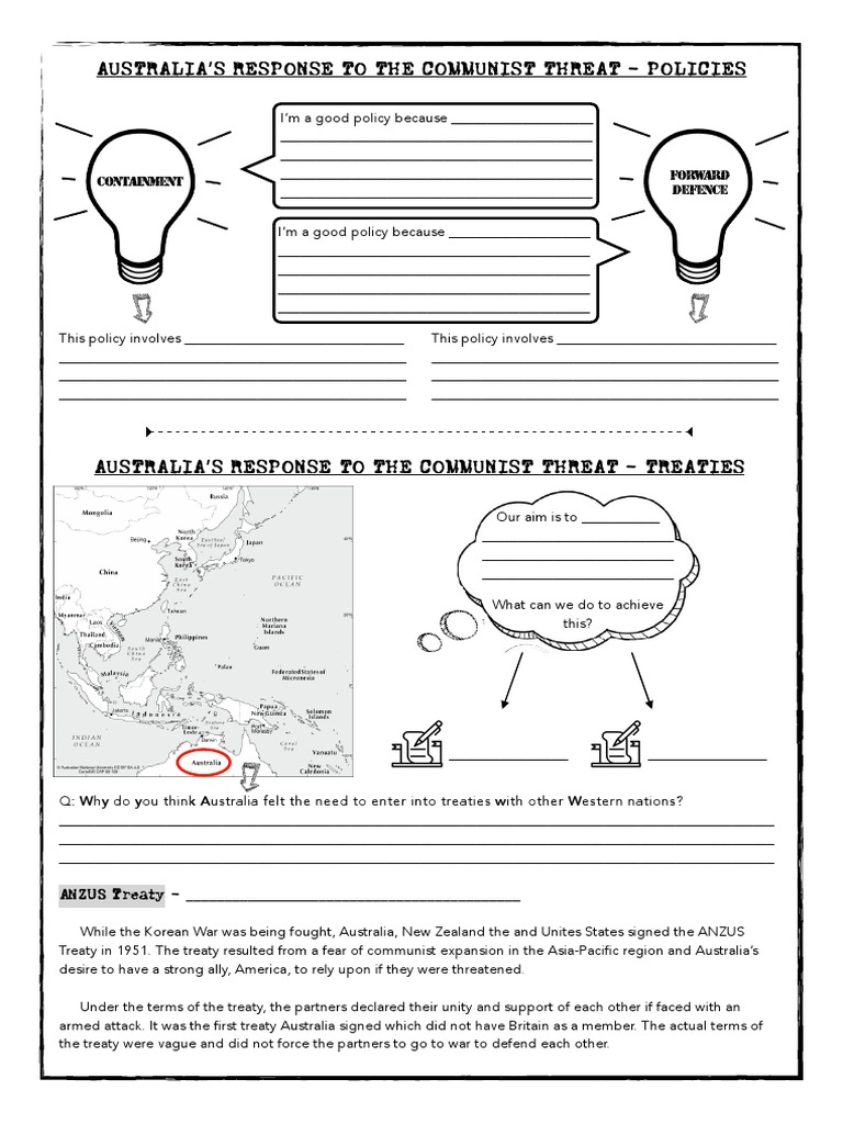 Australian Response To The Communist Threat Worksheet PDF