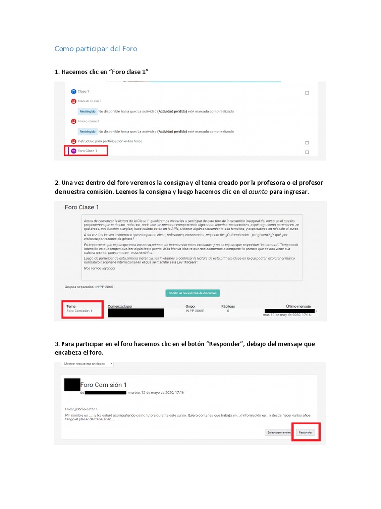 Paso A Paso Para Participación En Los Foros Pdf