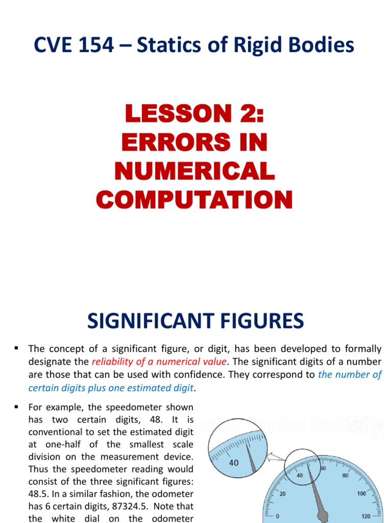 CVE 154 Statics Of Rigid Bodies Lesson 2 Errors In Numerical Cve 154 statics of rigid bodies lesson 2 errors in numerical