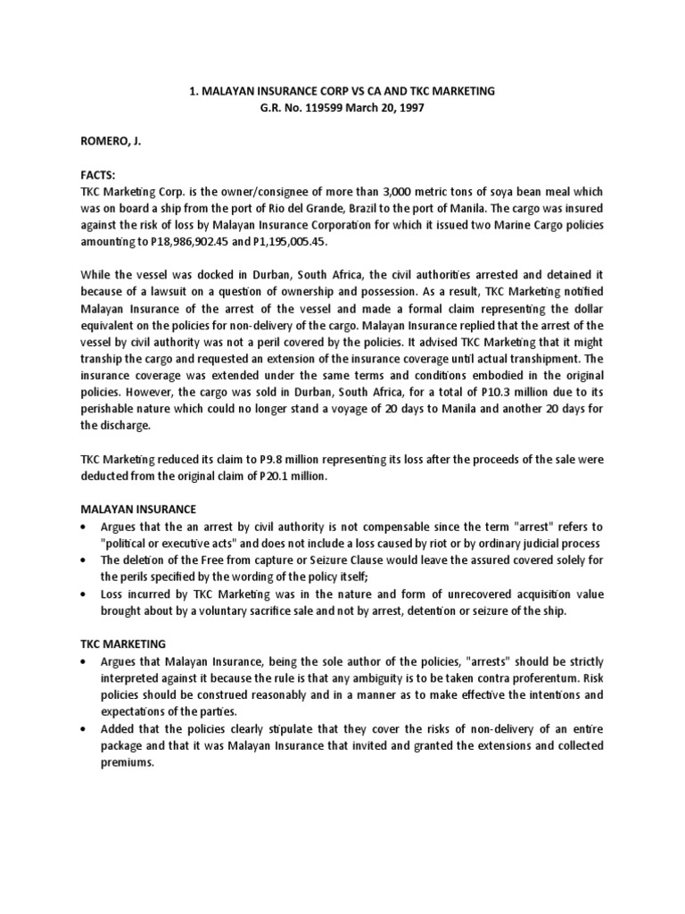 Malayan Insurance Liability Case Analysis | PDF | Insurance | Liability ...