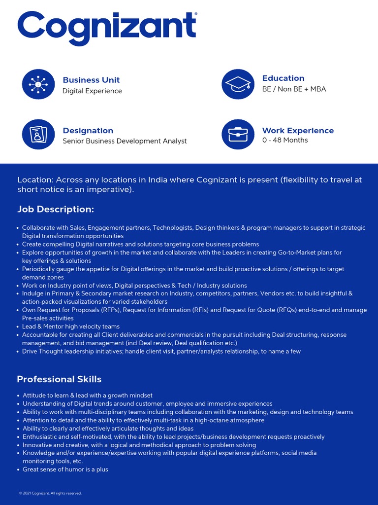 Digital Experiences - Senior Business Development Analyst | PDF ...