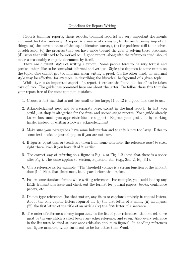 Report Writing Guidelines and Tips | PDF | Comma | Bracket