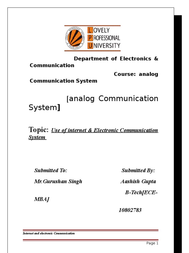 Use of Internet and Electronic Communication System1 | PDF