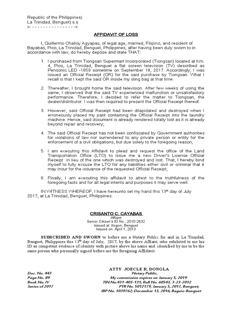 SUBSCRIBED AND SWORN To Before Me A Notary Public For and in La