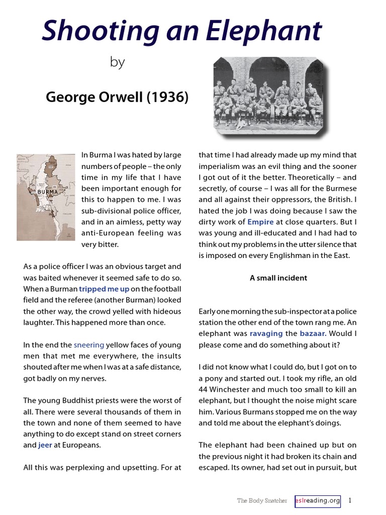 Shooting An Elephant PDF