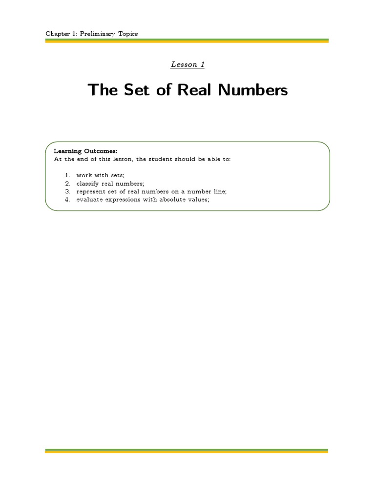 Set Notation for All Real Numbers | PDF | Set (Mathematics) | Numbers