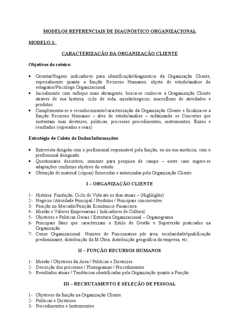 Modelos de Diagnóstico Organizacional | PDF | Gestão de recursos ...