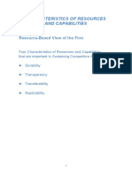 Characteristics of Resources and Capabilities: Resource-Based View of The Firm