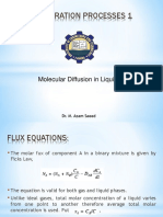 Separation Processes 1: Molecular Diffusion in Liquids