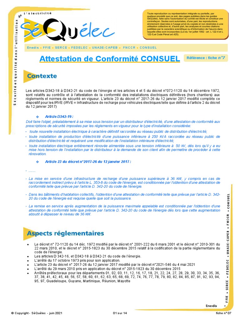 Le Consuel Est il Obligatoire En Cas De Rénovation SeQuelec Fiche 7 | PDF | Électrotechnique | Électricité