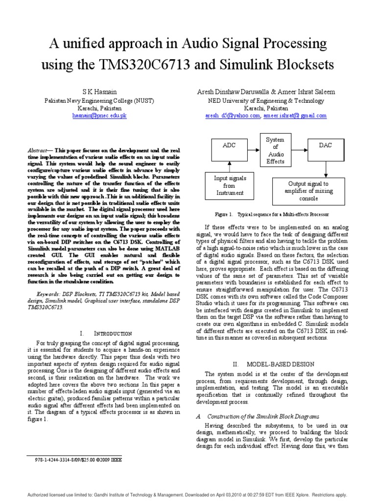 A Unified Approach in Audio Signal Processing | PDF | Computer File ...