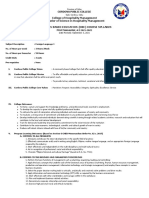 College of Hospitality Management Bachelor of Science in Hospitality Management Outcomes-Based Education (Obe) Course Syllabus First Semester