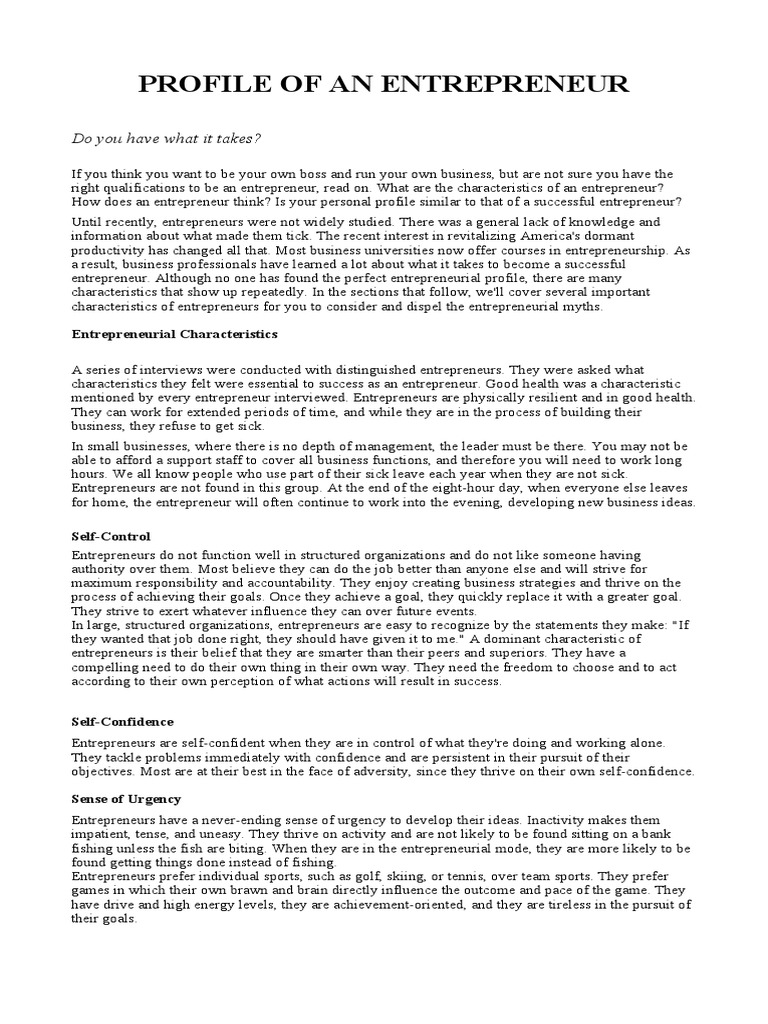 Characteristics of Successful Entrepreneurs | PDF | Corporate Social ...
