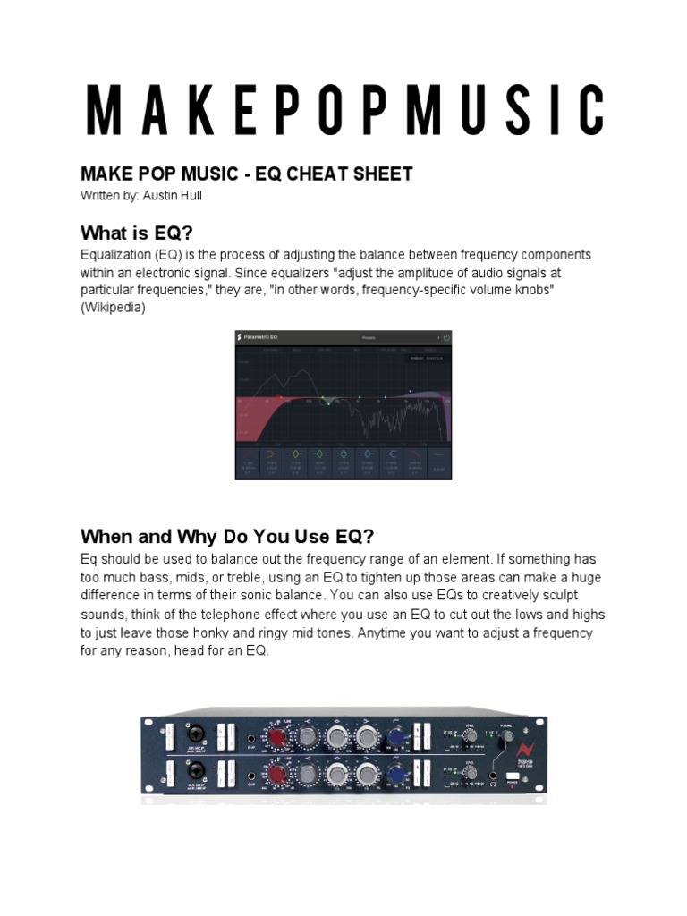 Make Pop Music - Eq Cheat Sheet | PDF | Equalization (Audio) | Qualia