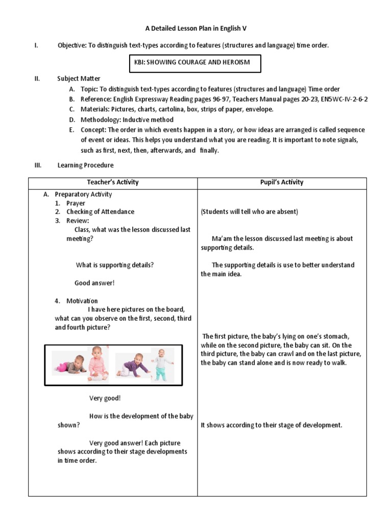 Detailed Lesson Plan: Sequencing Events | PDF | Lesson Plan