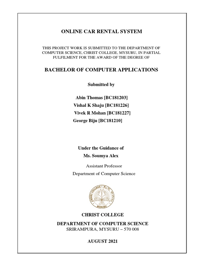 Online Car Rental System | PDF | Databases | Software