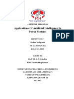 Applications of Artificial Intelligence in Power Systems: A Seminar Report On