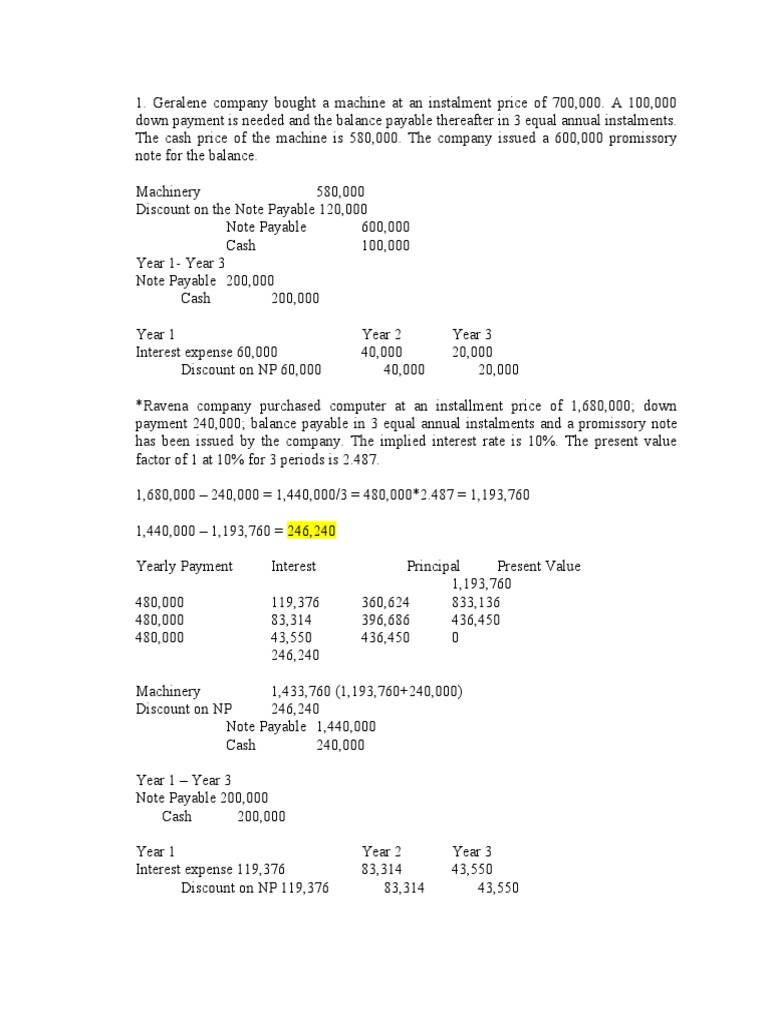 PPE Accounting Examples and Solutions | PDF | Promissory Note | Discounting