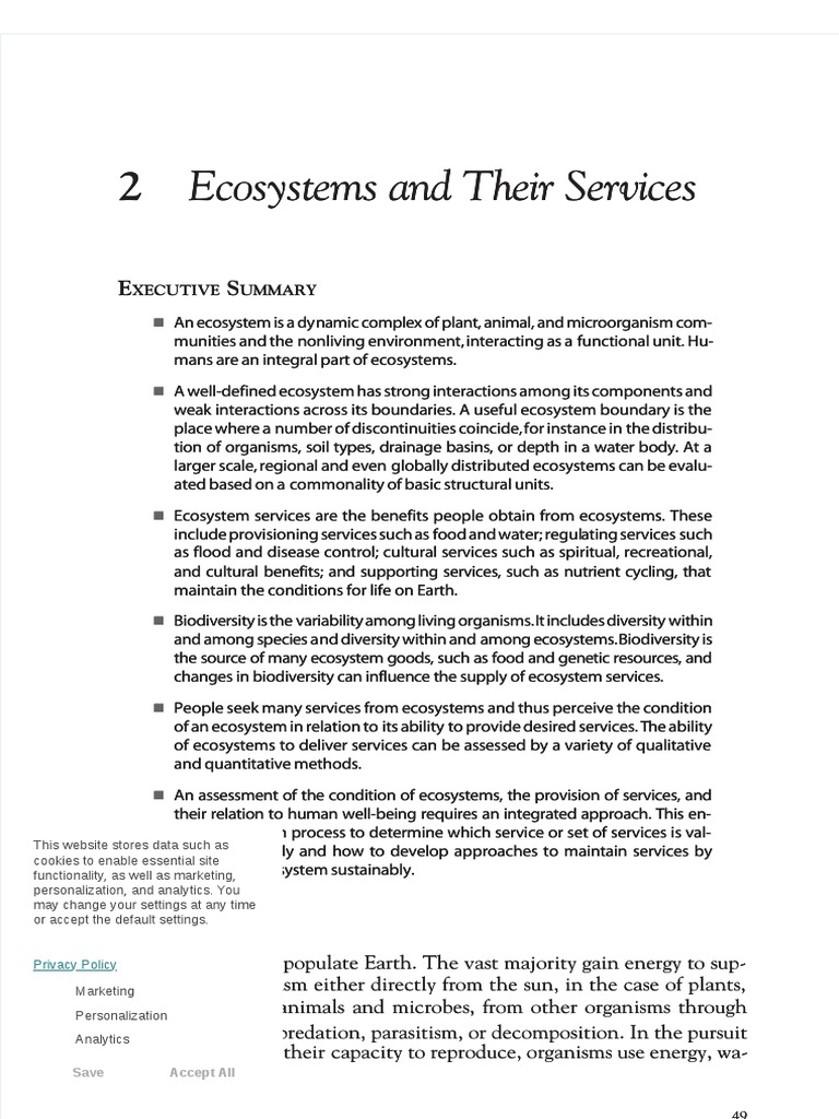Ecosystem Services and Biodiversity Insights | PDF | Biodiversity ...