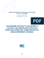 L'Économie Sociale Et Solidaire À L'Assaut Des Inégalités Sociales Pour Une Approche Territoriale Du Développement Durable