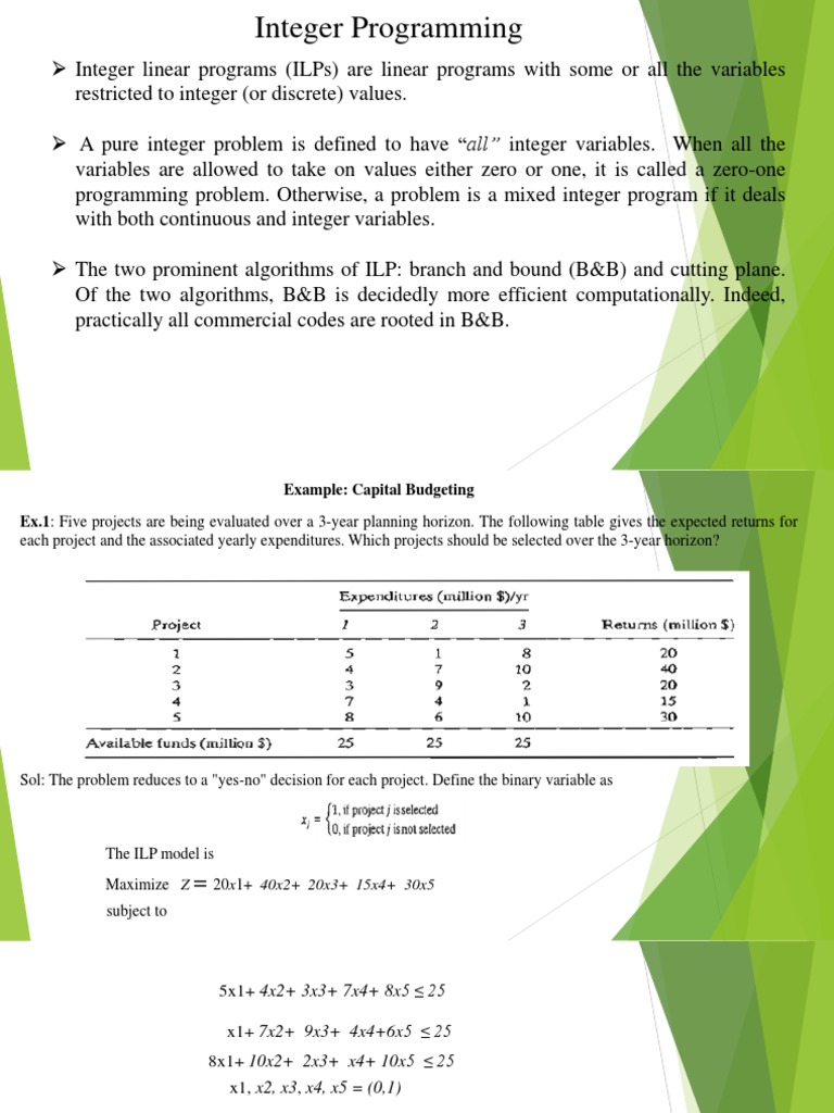 Integer Programming PPT Final | PDF | Linear Programming | Mathematical ...