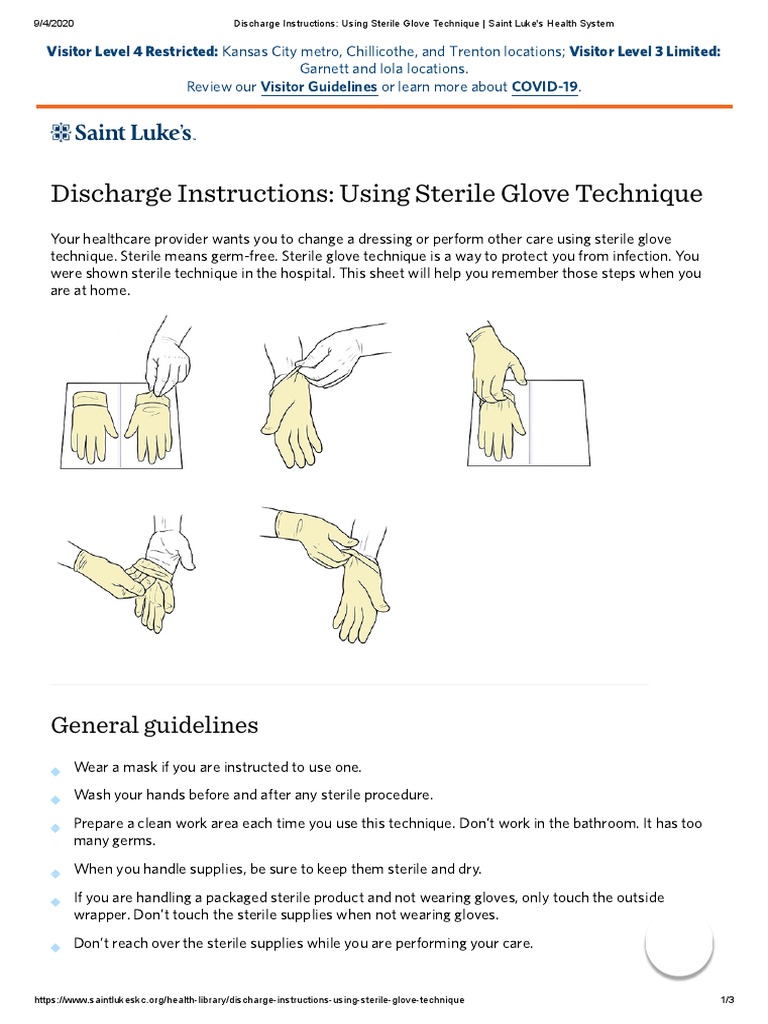 Discharge Instructions Using Sterile Glove Technique Saint Luke's