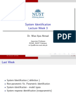 System Identification Lecture Week 3: Dr. Mian Ilyas Ahmad