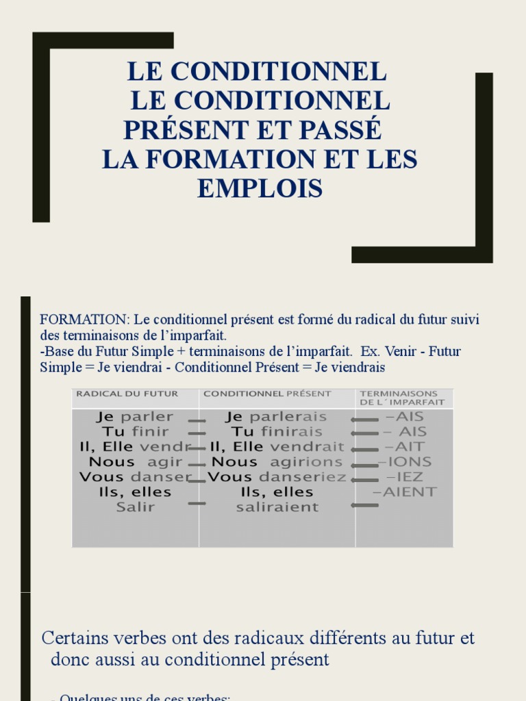 Je Viendrais Te Voir Ou Je Viendrai Le Conditionnel | PDF | Verbe | Conjugaison