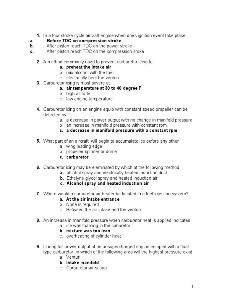 UniKL MIAT Piston Quiz 2 PDF Turbocharger Carburetor