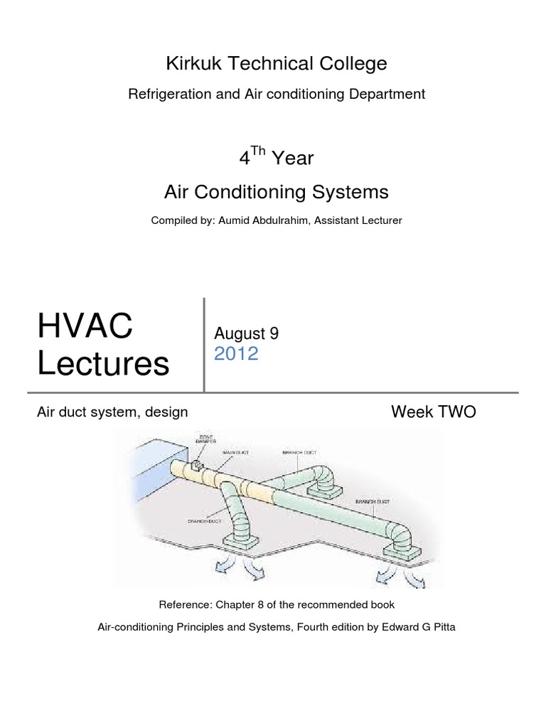 Air Duct System, Design | PDF | Duct (Flow) | Friction