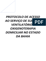 Protocolo de Acesso Ao Serviço de Suporte Ventilatório e Oxigenoterapia Domiciliar Prolongada Do Estado Da Bahia