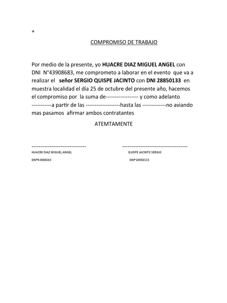 Compromiso de Trabajo PDF