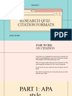 Grade 9: Research Quiz: Citation Formats