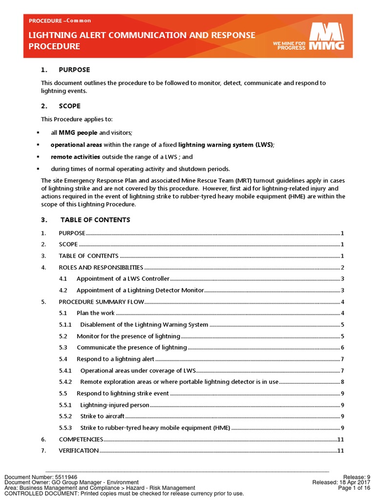Lightning Alert Communication and Response Procedure Docx 5511946