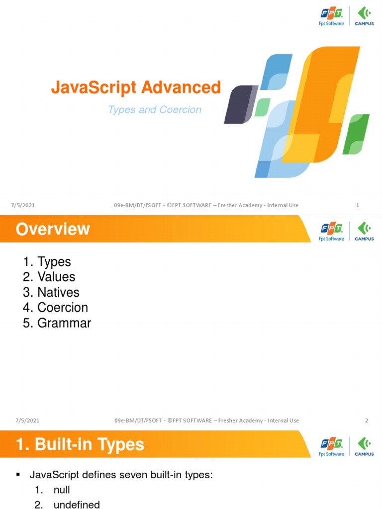 JSA.L.U01 (Types and Coercion) PDF Boolean Data Type Array Data Type