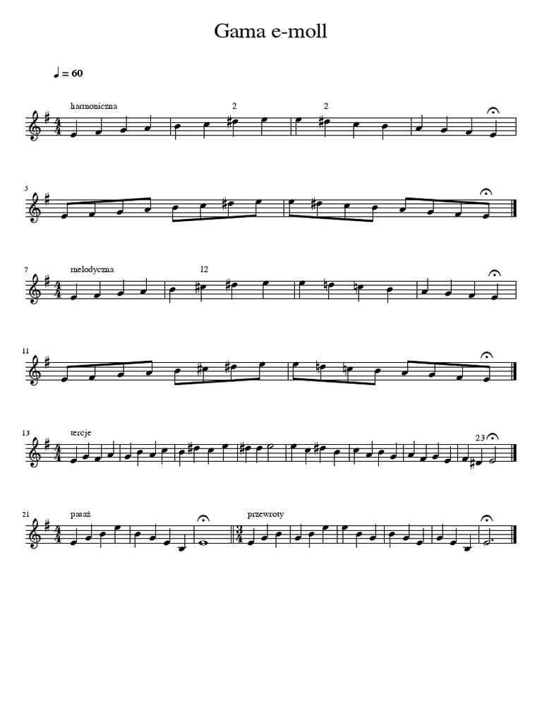 Gama A Moll Harmoniczna I Melodyczna