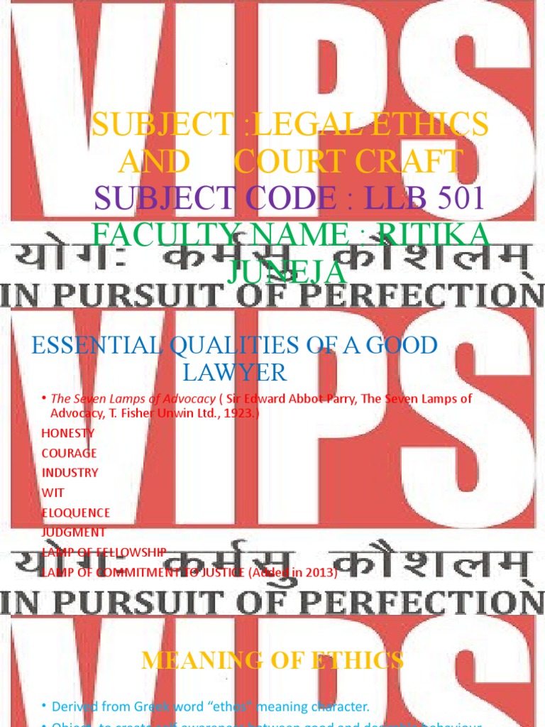 SubjectLegal Ethics and Court Craft PDF Lawyer Advocate