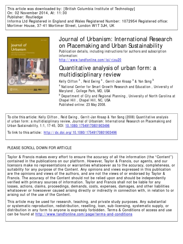 Multidisciplinary Urban Form Analysis | PDF | Ecology | Urban Sprawl