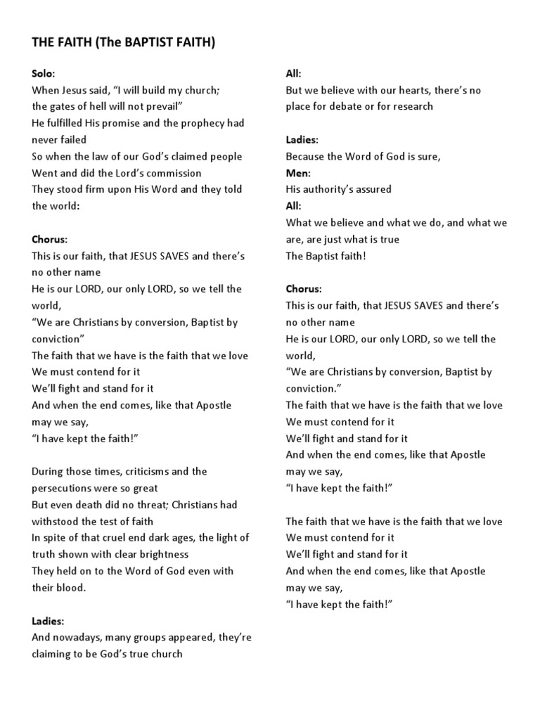Printable Baptist Faith And Message